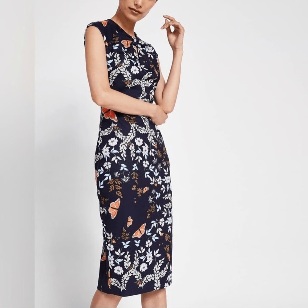 Ted Baker Women’s Kyoto Garden Butterfly Print Navy Kiarra Dress size 2